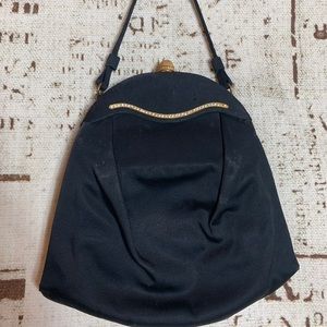 Vintage Lewis Rhinestone & Black Satin Purse
